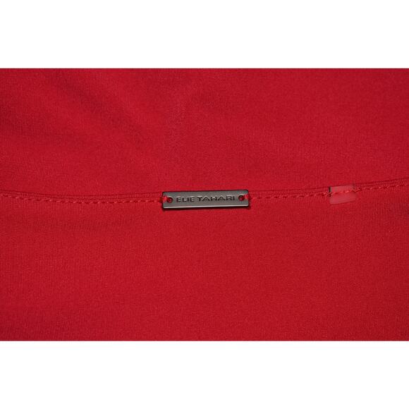 ELIE TAHARI $378 Red Drape Front Jersey Stretch Sheath Dress Large - Picture 3 of 4